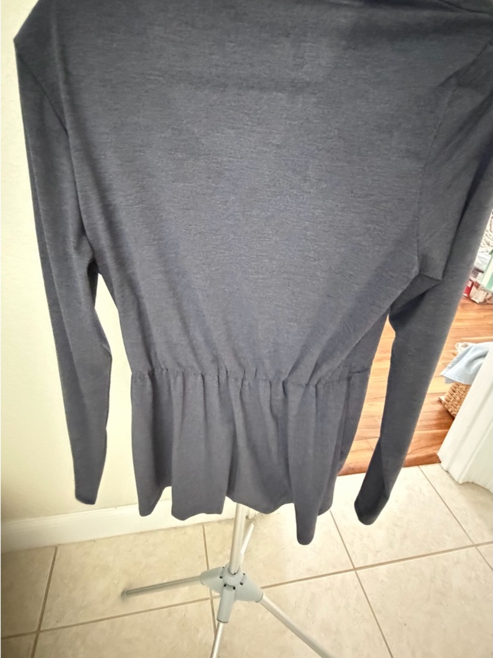 Gray Long Sleeve Wrap Top - Picture 3 of 4